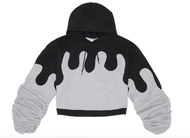 DropX Exclusive: HBO Max’s The Hype x Paije Social Justice Hoodie with Ruched Sleeves Grey/Black