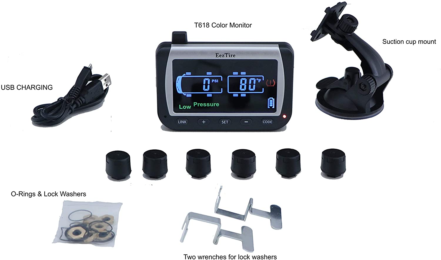 EEZTire-TPMS6 Real Time/24x7 Tire Pressure Monitoring System