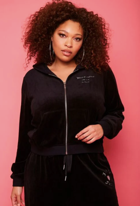 Forever 21 x Juicy Couture Plus Size Juicy Couture Velour Zip-Up Jacket