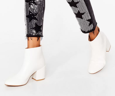 Nasty Gal Block Heel Faux Leather Ankle Boots