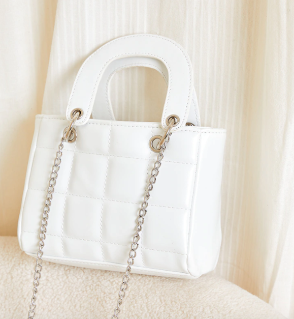 PrettyLittleThing White Quilted Mini Handbag