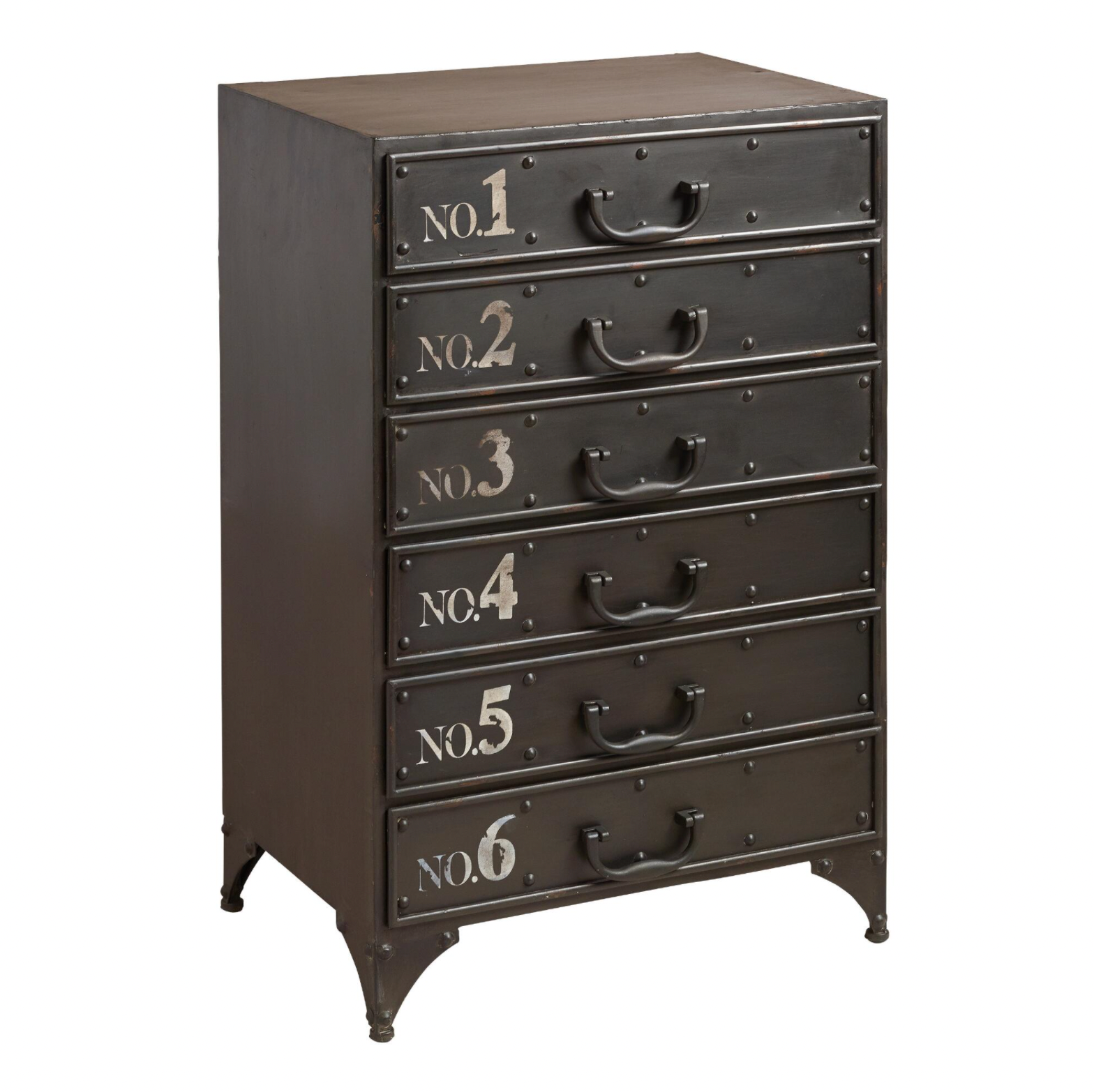 Metal Sylvia Accent Table With Numbered Drawers