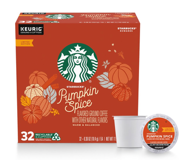 Starbucks K-Cup Coffee Pods, Pumpkin Spice Flavored Light Roast Coffee