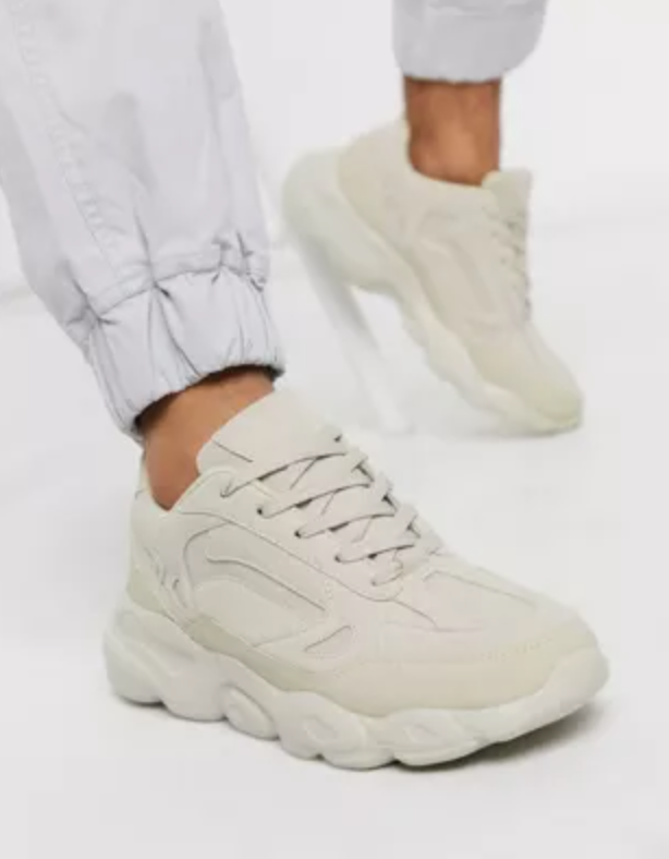 ASOS DESIGN sneakers in stone with chunky sole 