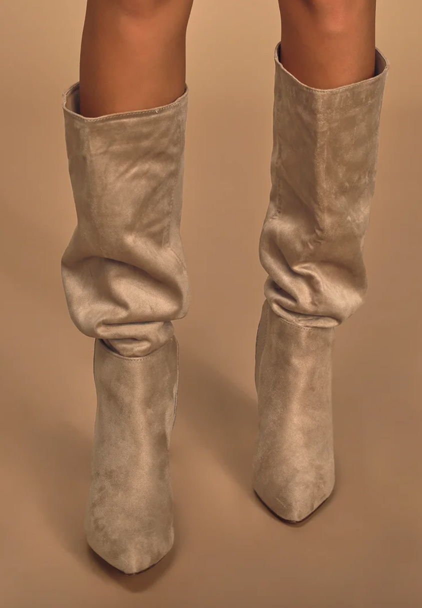 Katari suede pointed-toe knee high boots