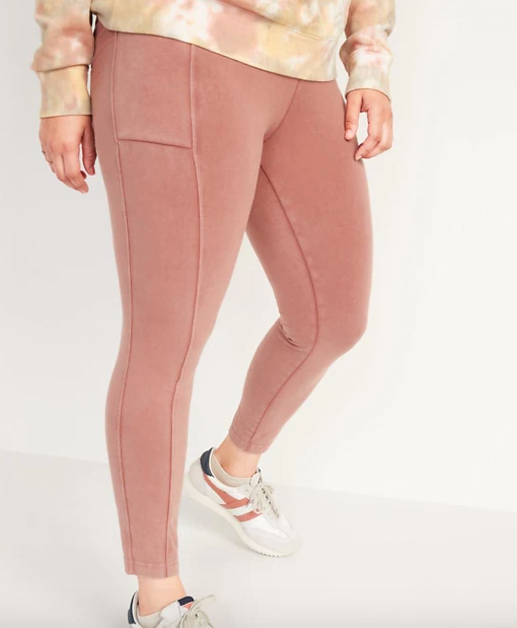 High-waisted Garment-Dyed Side-Pocket 7/8-length leggings