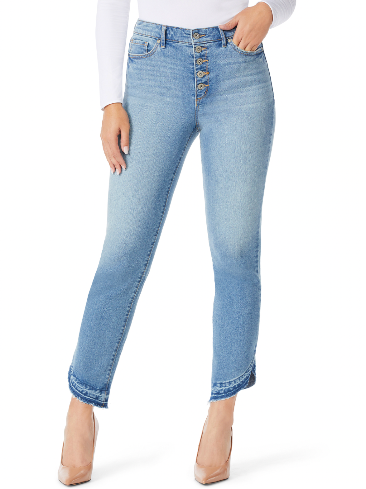 Sofia Jeans by Sofia Vergara Women's Leslie High-Rise Slim Straight Jeans