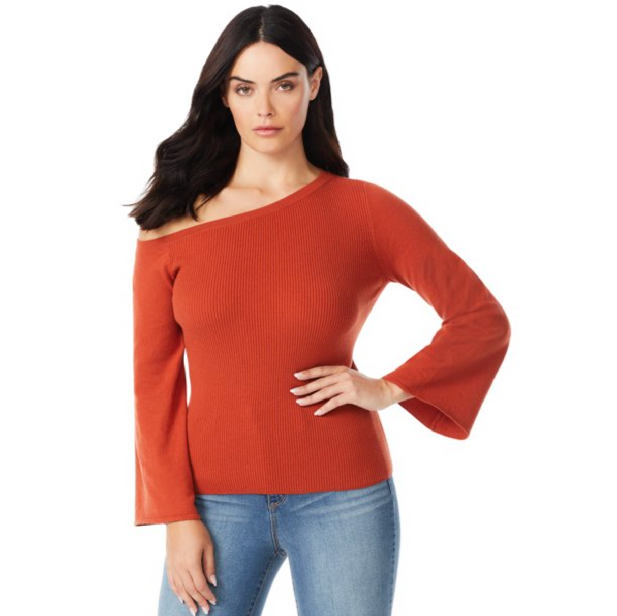Sofia Jeans by Sofia Vergara Women's One-Shoulder Pullover Sweater