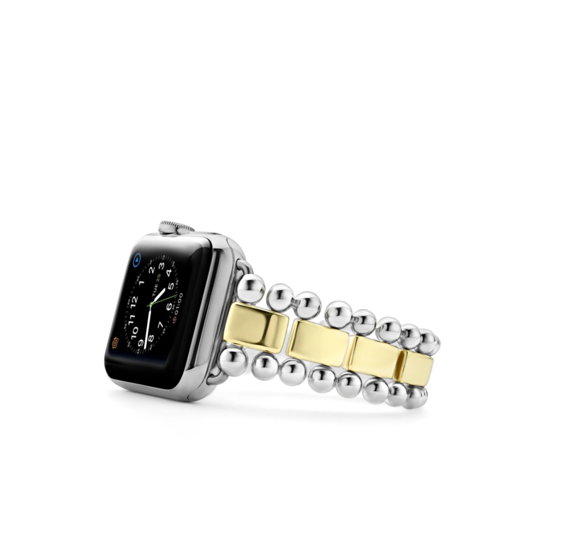 Lagos Smart Caviar Sterling Silver & 18K Gold Band for Apple Watch