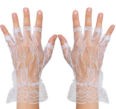 Skeleteen Fingerless Lace White Gloves