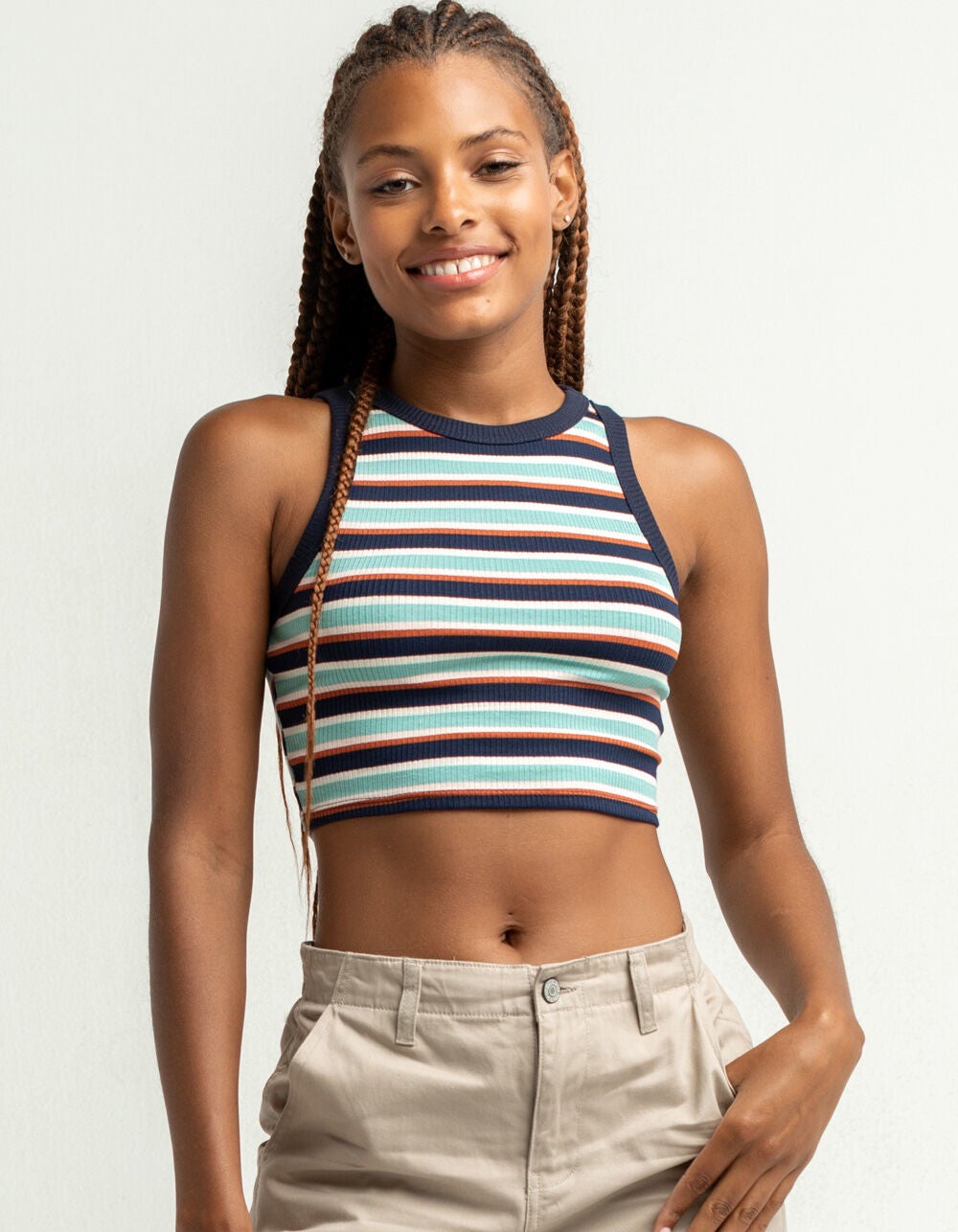 Sky and Sparrow Stripe Muscle Crop Tank