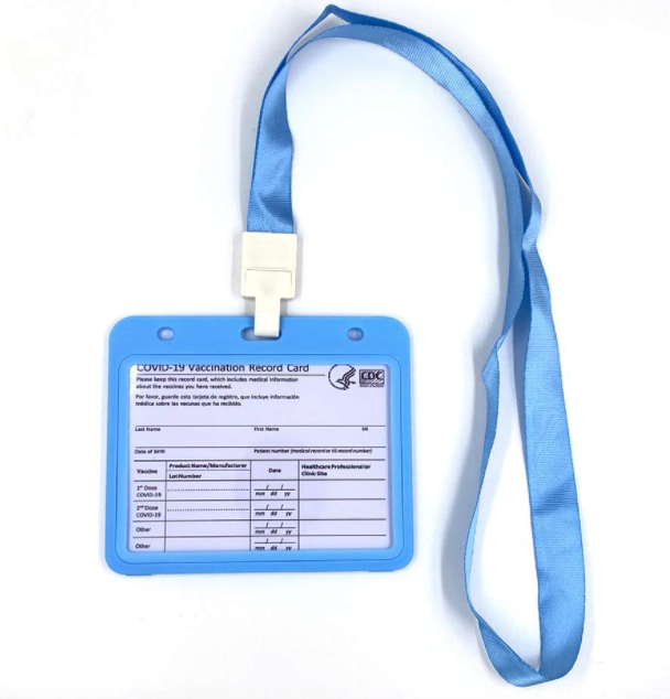 Sokurdeg Covid Vaccination Card Protector 4 X 3 Inches with Lanyard