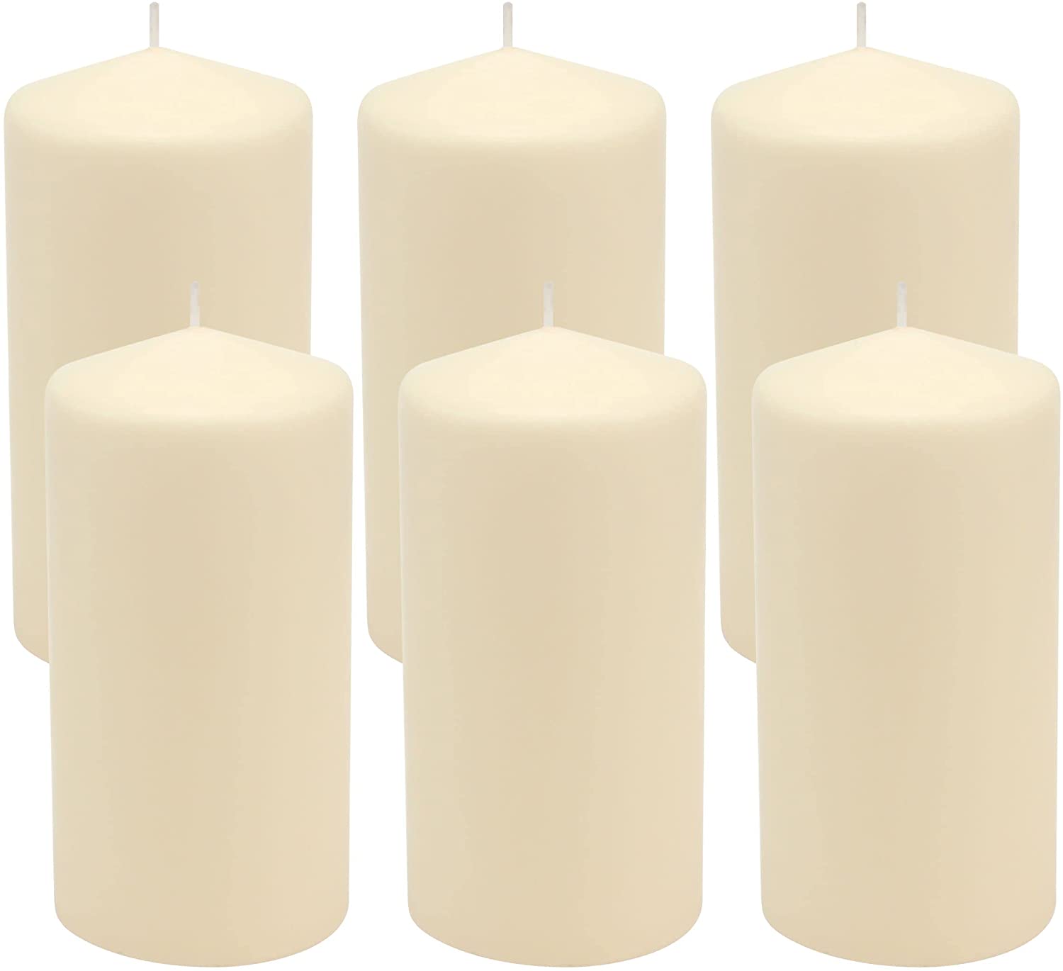 Stonebriar SB-SP-3548A Tall 3 x 6 Inch Unscented Ivory Pillar Candle Set, Set of 6