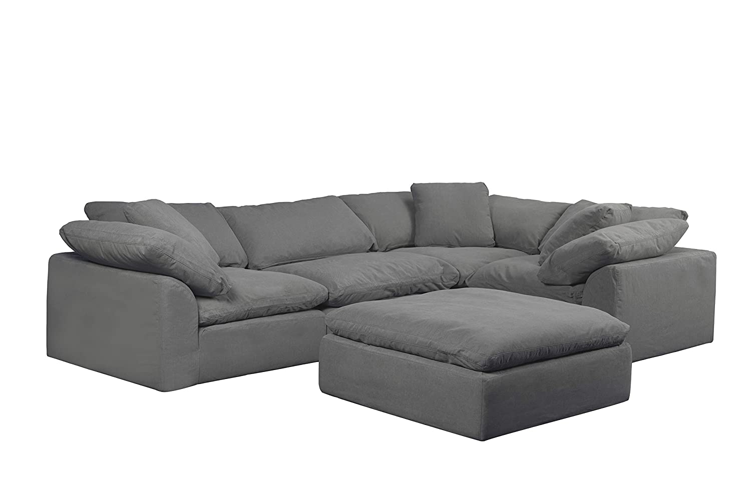 Sunset Trading Cloud Puff 5 Piece Modular Performance Gray Sectional Slipcovered Sofa