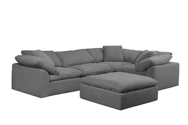 Sunset Trading Cloud Puff 5 Piece Modular Performance Gray Sectional Slipcovered Sofa