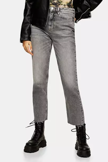 Topshop Straight Leg Jeans in Gray