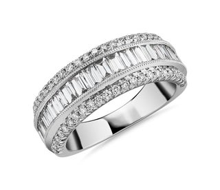 ZAC Zac Posen Luxe Triple Row Baguette & Pavé Diamond Wedding Ring