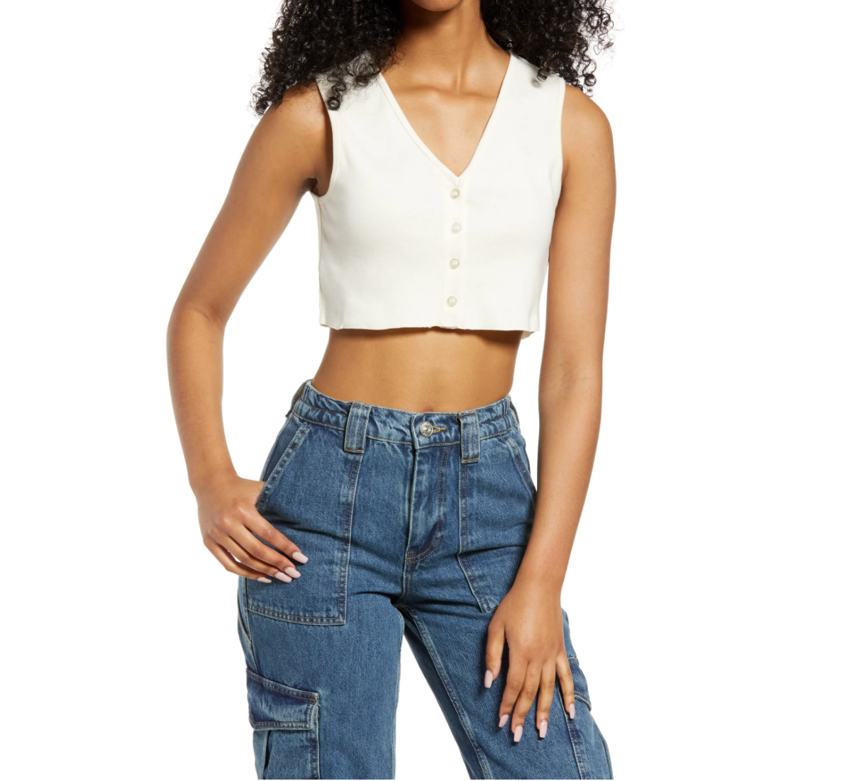 BDG Urban Outfitters Lexi Crop Button-Up Tank