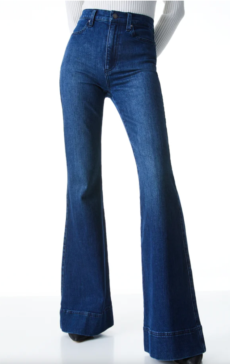 Beautiful High Rise Bell Jean - Alice and Olivia