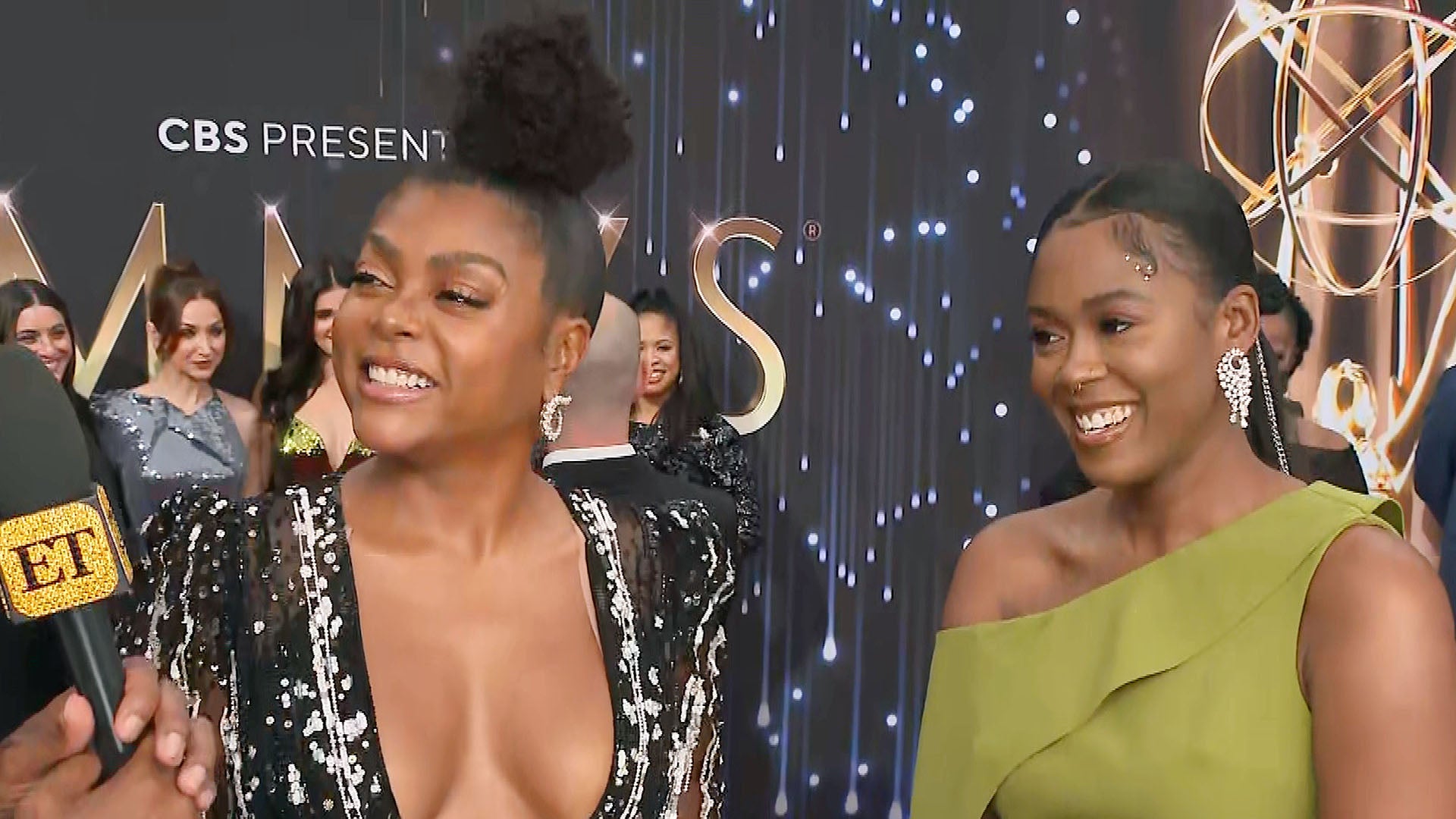 Moses Ingram Is Starstruck by Taraji P. Henson at 2021 Emmys (Exclusive)