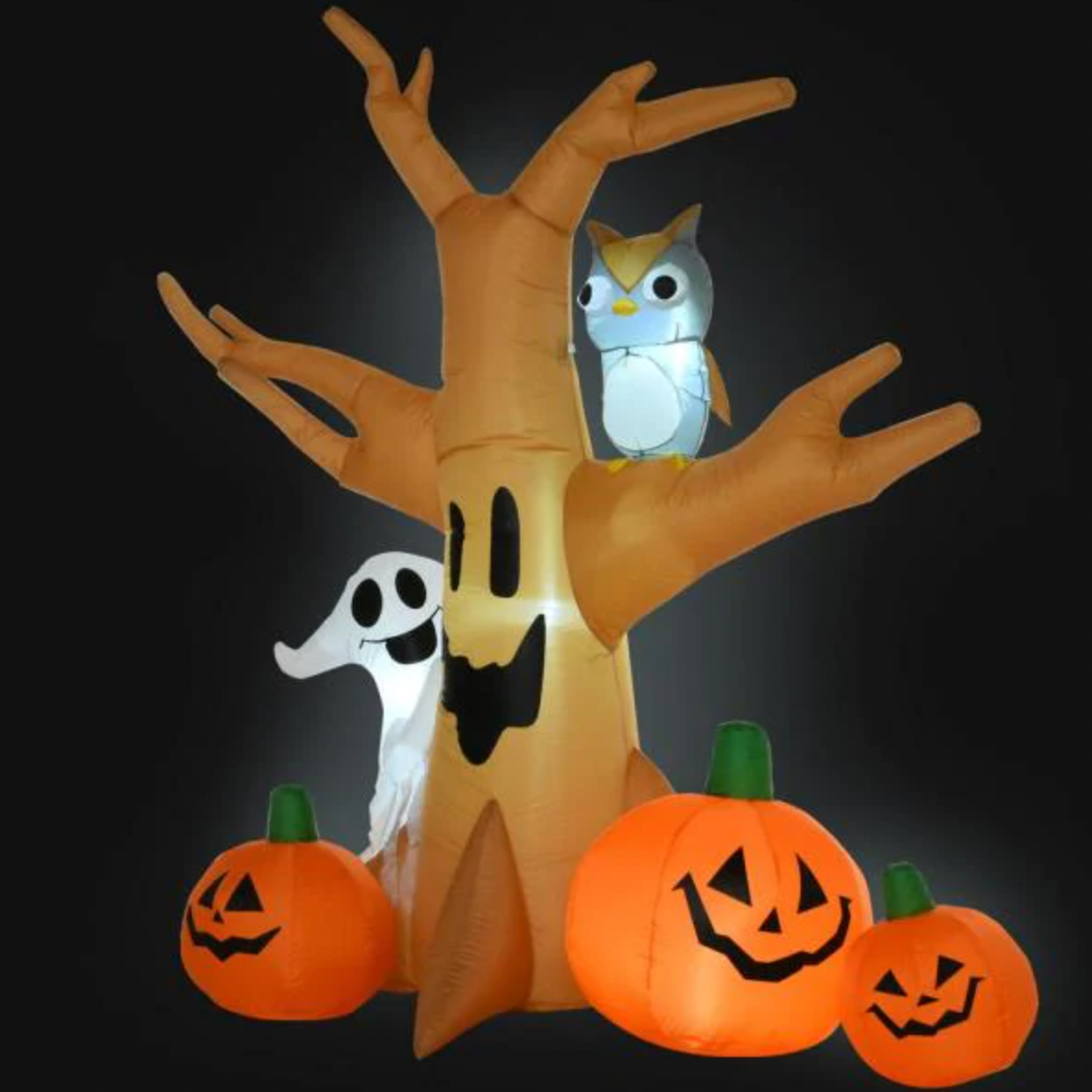 LED Haunted Tree With Owl, Ghost, and Pumpkins Halloween Inflatable