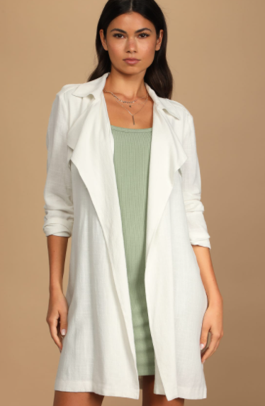 Lulus All About Style Ivory Belted Trench Coat
