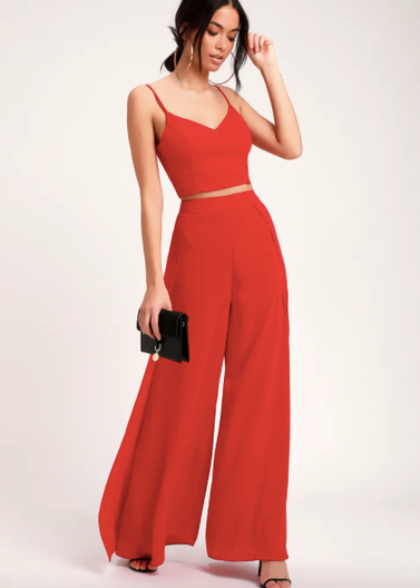 Lulus Out Tonight Red Two-Piece Jumpsuit