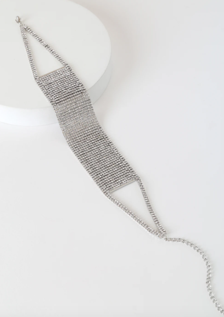 Lulus Shine Your Way Silver Rhinestone Choker Necklace