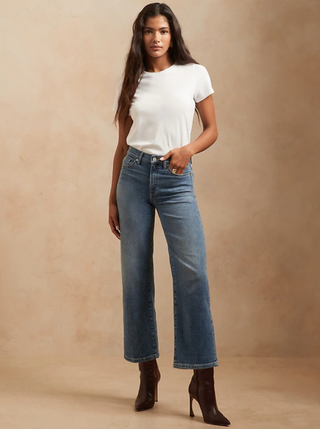High-Rise Slim Wide-Leg Cropped Jean