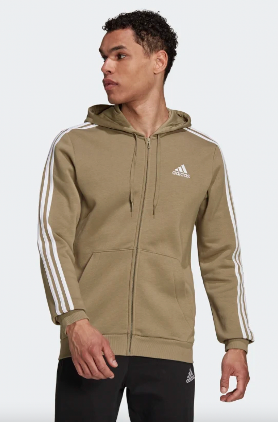 Adidas Essentials Fleece 3 Stripes Full Zip Hoodie