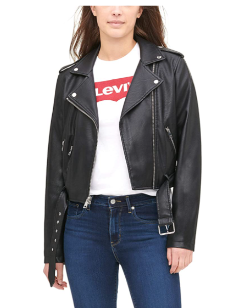 Levi's Women's Faux Leather Belted Motorcycle Jacket