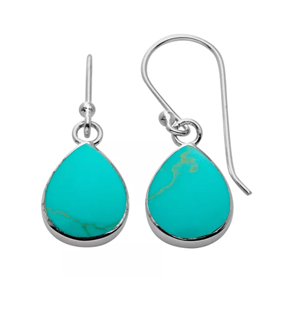 Sterling Silver Reconstituted Turquoise Teardrop Earrings