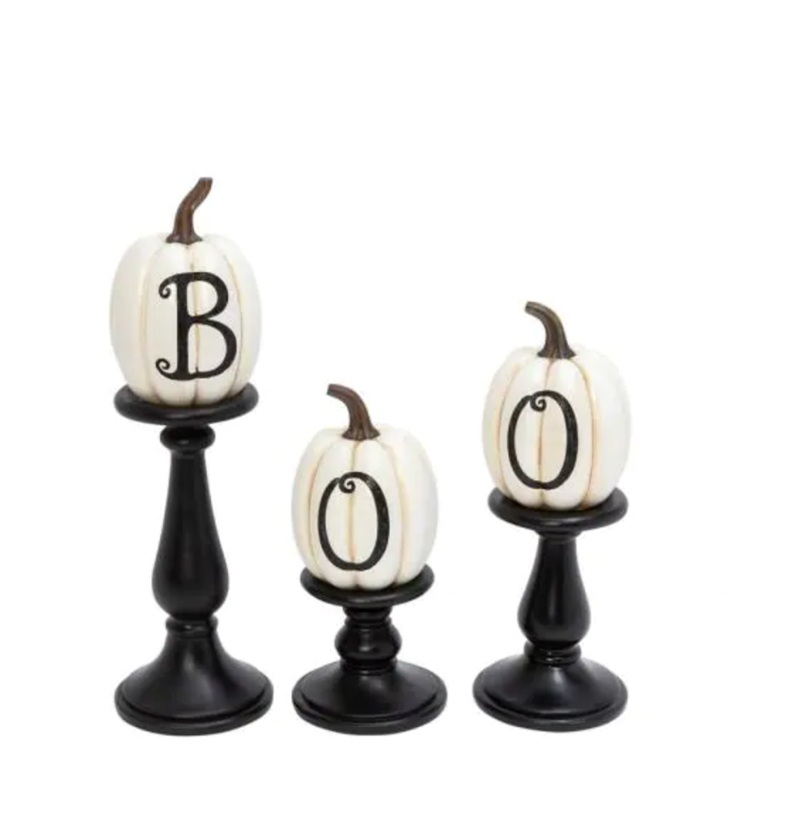 Stone Lettered Pumpkins on Candleholders