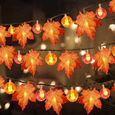 TOPLEE 3 Pack Maple Fall String Lights