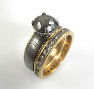 Ataumbi Metals Black Diamond and Steel Ring