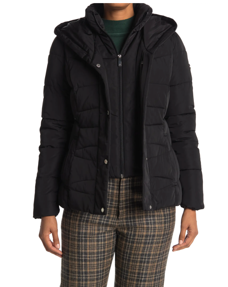 Calvin Klein Hooded Bib Front Puffer Jacket