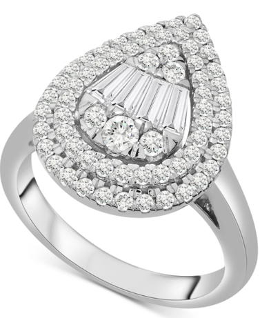 Wrapped in Love Diamond Teardrop Cluster Statement Ring (1 ct. t.w.) in 14k White Gold or 14k Yellow Gold