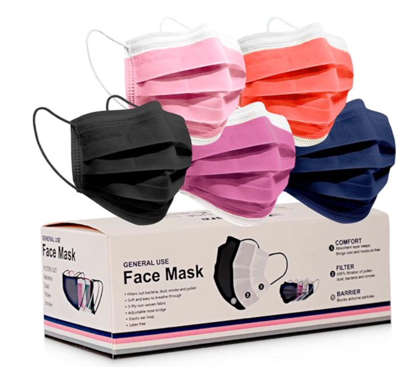 Disposable Multi Color Face Masks