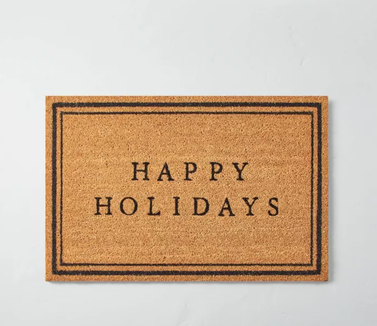 Happy Holidays Bordered Coir Doormat