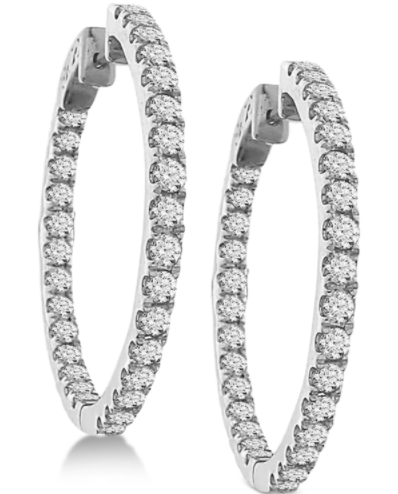 Macy's Diamond In and Out Hoop Earrings (3 ct. t.w.) in 14k White Gold