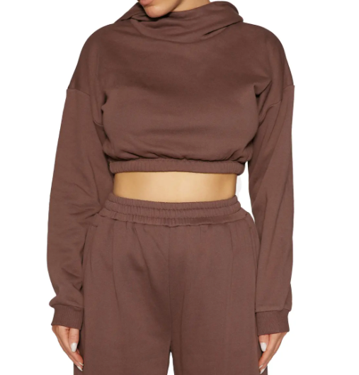 Naked Wardrobe French Terry Crop Hoodie