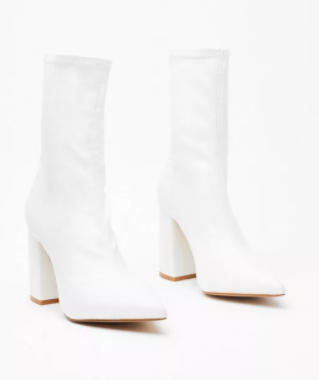 Nasty Gal Pointed Block Heel Faux Leather Sock Boots