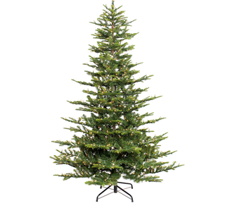 Puleo International Pre Lit Aspen Fir Artificial Christmas Tree, 7.5 ft