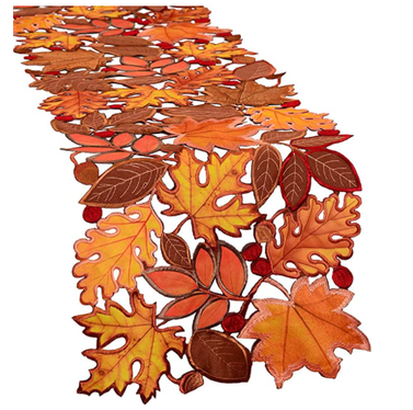 Simhomsen Embroidered Leaves Table Runner for Thanksgiving