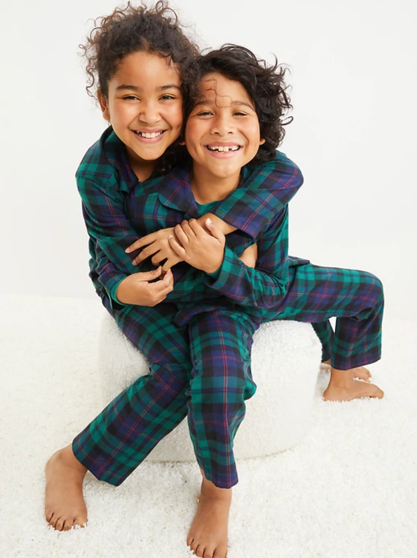 Matching Plaid Flannel Pajama Set For Kids
