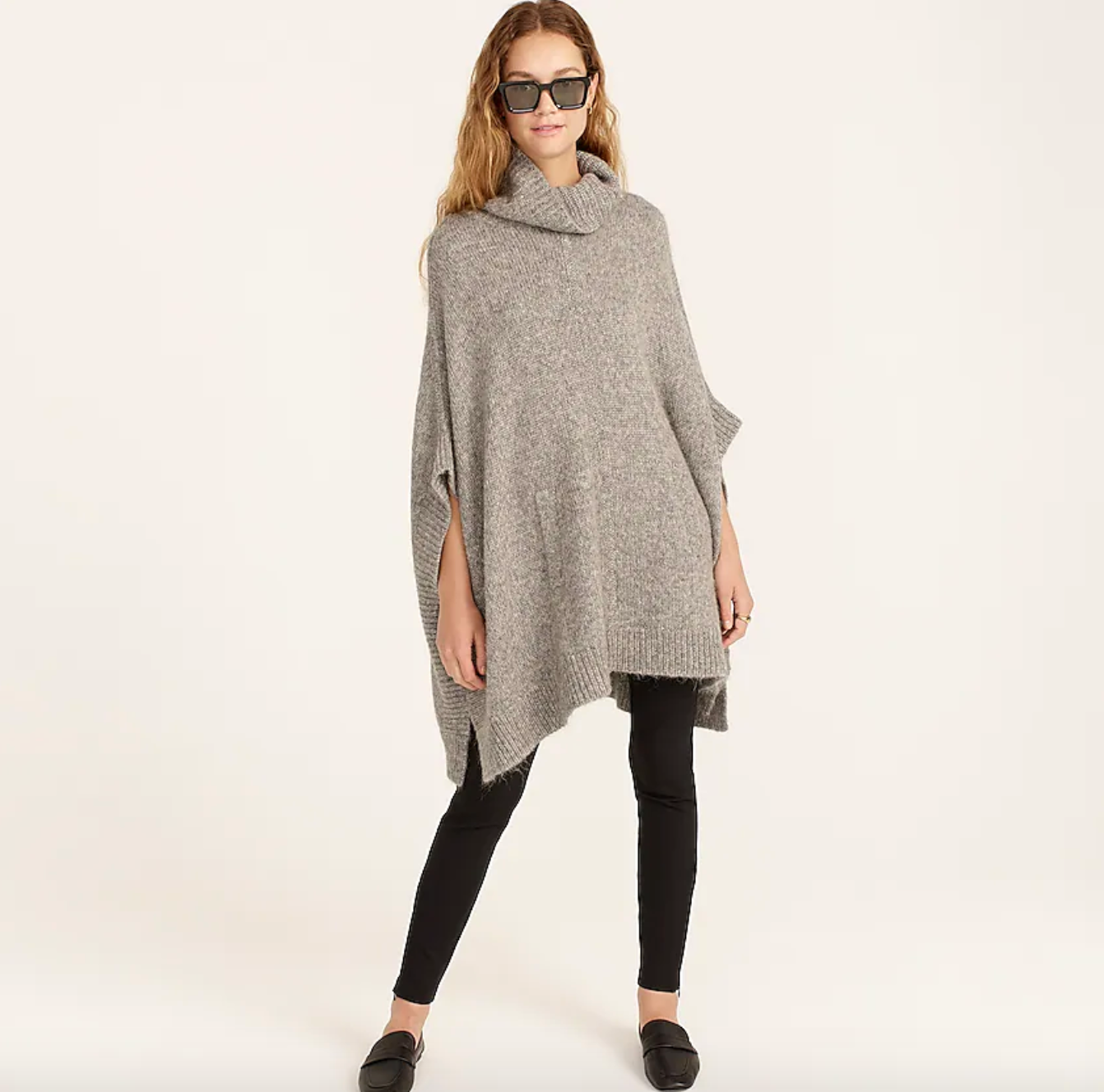 Relaxed turtleneck poncho