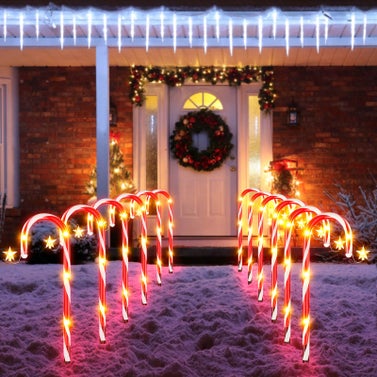 Christmas candy cane pathway marker lights