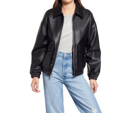 Levis Faux Leather Dad Bomber Jacket