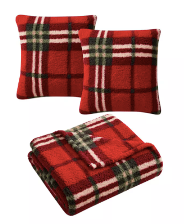 Birch Trail Holiday Prints 3 Pack Decorative Pillows and Throw
