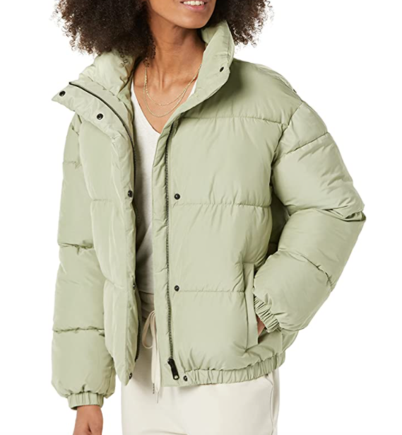 Daily Ritual Relaxed-Fit Mock-Neck Short Puffer Jacket
